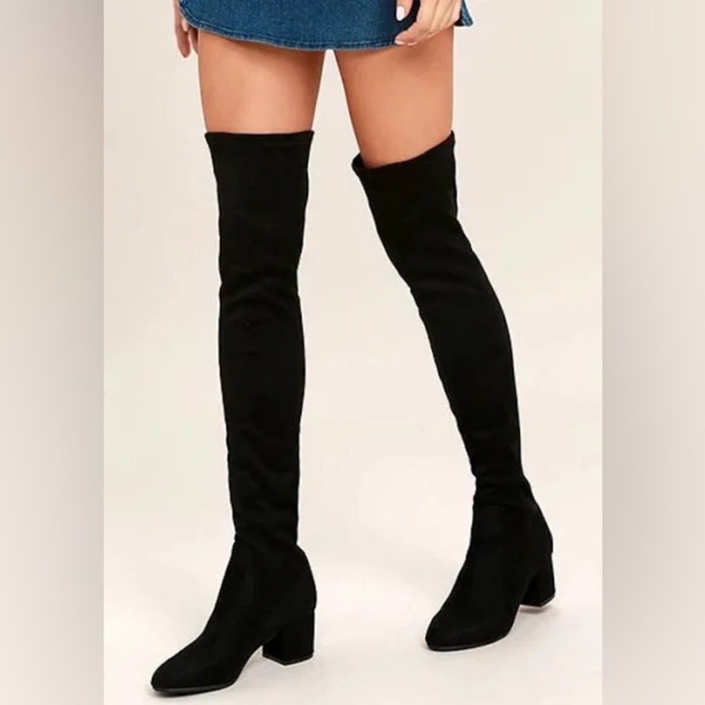 Steve Madden Over-the-Knee Stretch Block heel Suede Boots 6.5/37